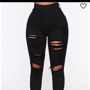 Black high waisted skinny leg jeans